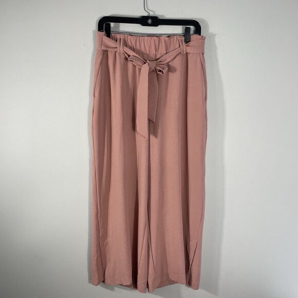 Eliane Rose Wide Leg Pull On Belted Cropped Pants Women’s Size M Dusty Pink - Picture 1 of 11